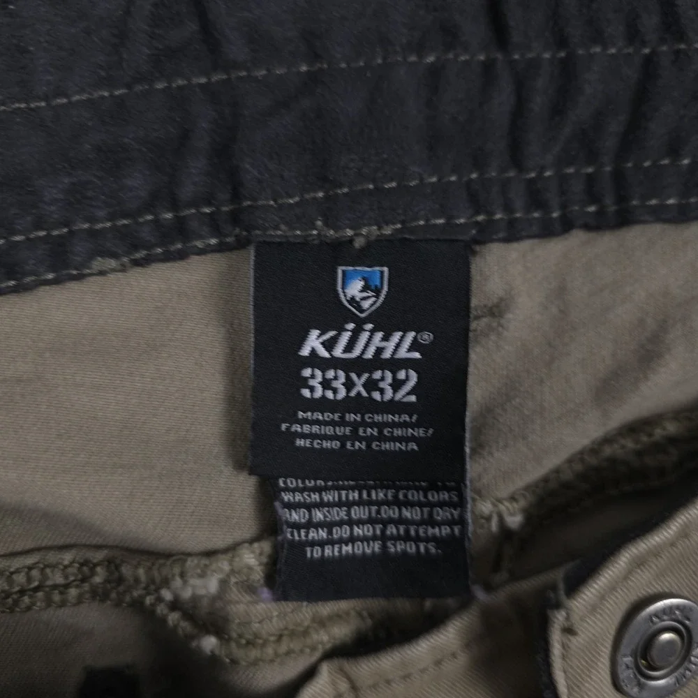 Kuhl Rebel Pants Mens 33x32‎ (Fits 32x32) Khaki Canvas Outdoor Hiking 5139